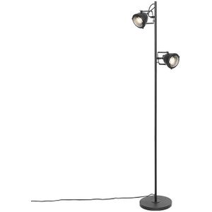 IndustriÃ«le vloerlamp zwart 2-lichts - Emado