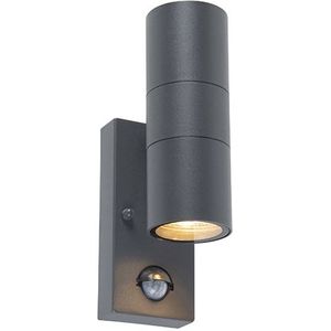 Buitenwandlamp antraciet 2-lichts IP44 met bewegingssensor - Duo