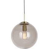 Moderne hanglamp messing met smoke glas 30 cm - Ball