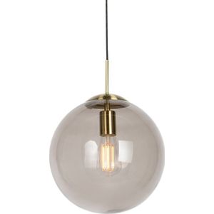 Moderne hanglamp messing met smoke glas 30 cm - Ball