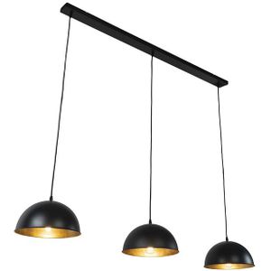 IndustriÃ«le hanglamp zwart met goud 3-lichts - Magnax