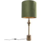 Tafellamp brons velours kap groen 40 cm - Diverso