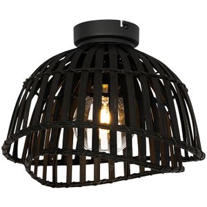 Oosterse plafondlamp zwart bamboe 30 cm - Pua