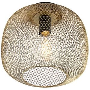 QAZQA bliss_mesh - Moderne Plafondlamp - 1 lichts - Ø 300 mm - Zwart Goud - Woonkamers-sSlaapkamers-sKeuken