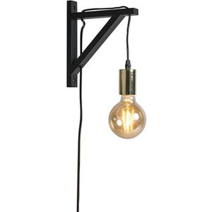 QAZQA Galgje - Moderne Wandlamp Voor Binnen - 1 Lichts - D 200 Mm - Zwart Goud