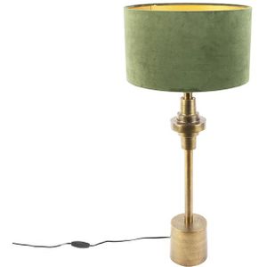 Art deco tafellamp met velours kap groen 35 cm - Diverso