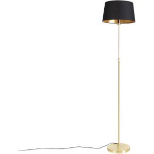 Vloerlamp goud/messing met zwarte kap 35 cm verstelbaar - Parte