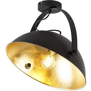 IndustriÃ«le plafondlamp zwart met goud verstelbaar - Magnax
