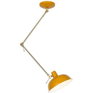 Retro plafondlamp geel met brons - Milou