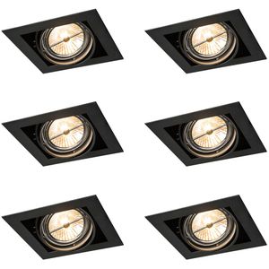 Set van 6 inbouwspots zwart AR111 verstelbaar - Oneon