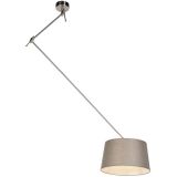 Hanglamp met linnen kap taupe 35 cm - Blitz I staal