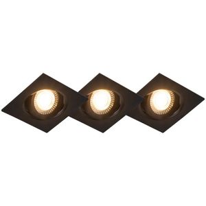 Set van 3 inbouwspots zwart incl. LED 3-staps dimbaar - Miu