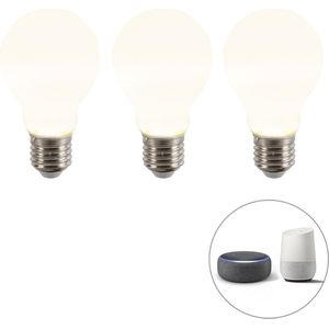 Set van 3 smart E27 dimbare LED lampen A60 mat 7W 806 lm 2200-4000K