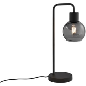 Art Deco tafellamp zwart met smoke glas - Vidro