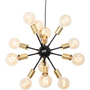 Moderne hanglamp zwart met goud 12-lichts - Juul