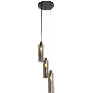 QAZQA stavelot - Moderne Hanglamp - 3 lichts - Ø 30 cm - Zwart - Woonkamers-sSlaapkamers-sKeuken