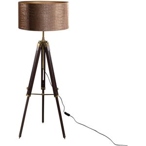 Vloerlamp messing tripod met velours kap krokodil 50cm - Cortin