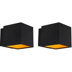 QAZQA Caja - Moderne LED Wandlamp Up Down voor binnen - 2 lichts - D 126 mm - Zwart - Woonkamers-sSlaapkamers-sKeuken