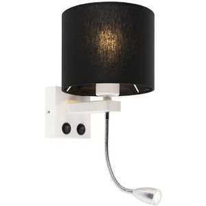 Moderne wandlamp wit met zwarte kap - Brescia