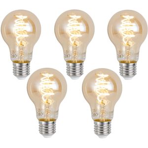 Set van 5 Slimme E27 Dimbare LED Lamp A60 Amber 4.9W 320lm 2500K