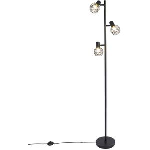 Design vloerlamp zwart 3-lichts verstelbaar - Mesh