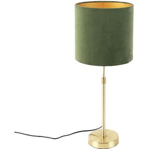 Tafellamp goud/messing met velours kap groen 25 cm - Parte