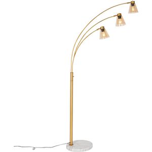 QAZQA Nina - Art Deco Vloerlamp - Staande Lamp - 3 Lichts - H 200 cm - Brons - Woonkamer