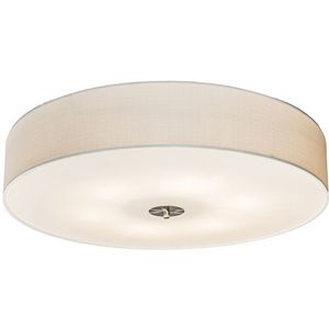 QAZQA Drum Jute - Moderne Plafondlamp met Kap - 6 Lichts - Ø 700 Mm - Wit - Woonkamer - Slaapkamer