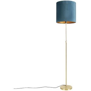 Vloerlamp goud/messing met velours kap blauw 40/40 cm - Parte