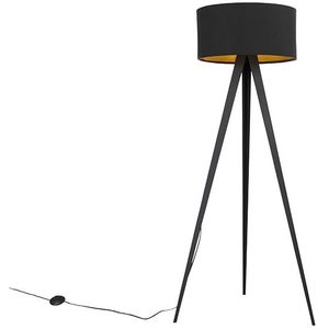 QAZQA ilse - Moderne Vloerlamp | Staande Lamp met kap - 1 lichts - H 136 cm - Zwart - Woonkamer | Slaapkamer