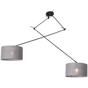 Hanglamp zwart met kap 35 cm grijs verstelbaar - Blitz II