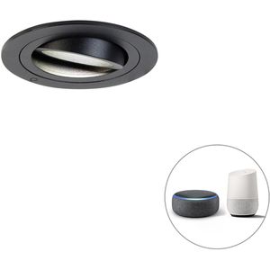 QAZQA rondoo - Moderne LED Smart Inbouwspot incl. wifi - 1 lichts - Ø 9.2 cm - Zwart - Woonkamers-sSlaapkamers-sKeuken