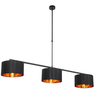 QAZQA Moderne Hanglamp Zwart met Goud 125 cm 3-lichts - VT 3