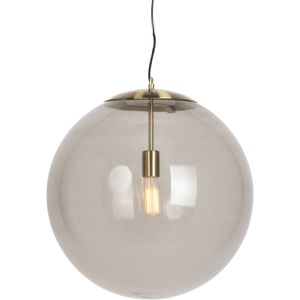 Moderne hanglamp messing met smoke glas 50 cm - Ball