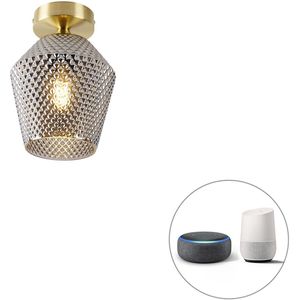 Smart plafondlamp messing met smoke glas incl. Wifi A60 - Karce