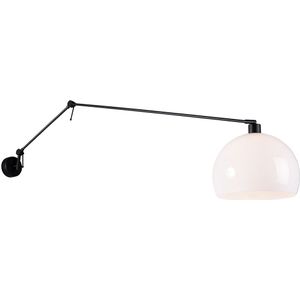 QAZQA blitz - Moderne Wandlamp met kap voor binnen - 1 lichts - D 30 cm - Zwart - Woonkamers-sSlaapkamers-sKeuken