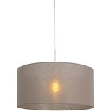 Landelijke hanglamp wit met taupe kap 50 cm - Combi 1