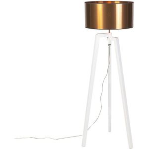 Design vloerlamp wit met kap koper 50 cm - Puros