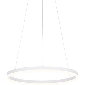 QAZQA anello - Moderne LED Dimbare Hanglamp met Dimmer - 1 lichts - Ø 60 cm - Wit - Woonkamers-sSlaapkamers-sKeuken