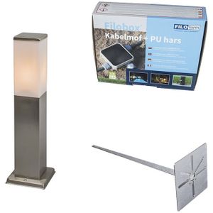 Buitenlamp staal 45cm IP44 - Malios met grondspies en kabelklier