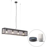 Smart industriÃ«le hanglamp zwart incl. 4 WiFi A60 - Cage