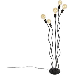 Design vloerlamp zwart 5-lichts - Wimme
