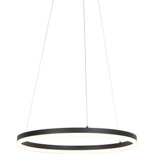 Design ring hanglamp zwart 60cm incl. LED en dimmer - Anello