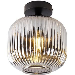 QAZQA karel - Art Deco Plafondlamp - 1 lichts - Ø 200 mm - Zwart - Woonkamer | Slaapkamer | Keuken