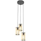 QAZQA akira - Retro Hanglamp - 3 lichts - Ø 380 mm - Zwart - Woonkamer | Slaapkamer | Keuken