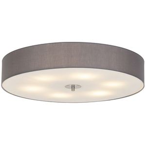 QAZQA drum - Moderne Plafondlamp met kap - 6 lichts - Ø 700 mm - Grijs - Woonkamer | Slaapkamer | Keuken