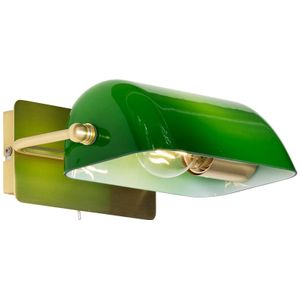 QAZQA banker - Klassieke Wandlamp voor binnen - 1 lichts - D 21.3 cm - Groen - Woonkamers-sSlaapkamers-sKeuken