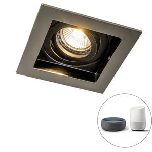 QAZQA carree - Moderne LED Smart Inbouwspot incl. wifi - 1 lichts - L 103 mm - Staal - Woonkamers-sSlaapkamers-sKeuken