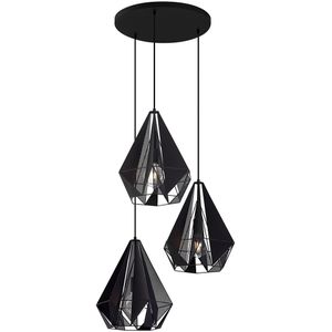 QAZQA carcass - Industriele Hanglamp - 3 lichts - Ø 45 cm - Zwart - Industrieel - Woonkamers-sSlaapkamers-sKeuken