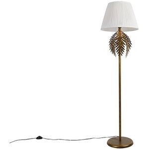 Vintage vloerlamp goud met plisse kap wit 45 cm - Botanica